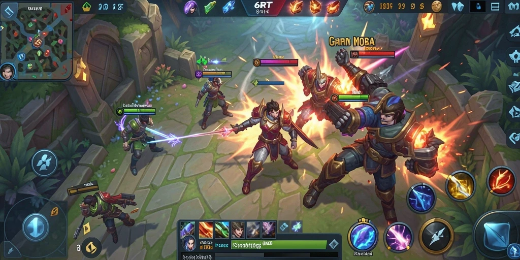 Screenshot gameplay menampilkan aksi seru dalam arena 6RT.