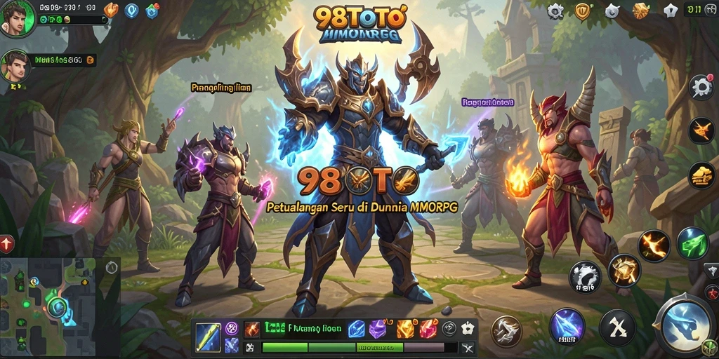 Screenshot gameplay 98TOTO yang menunjukkan pertarungan epik di dunia MMORPG.