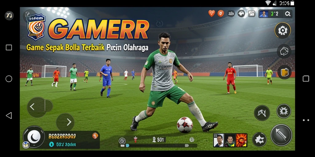 Tampilan gameplay GAMERP yang memukau dengan aksi sepak bola seru.