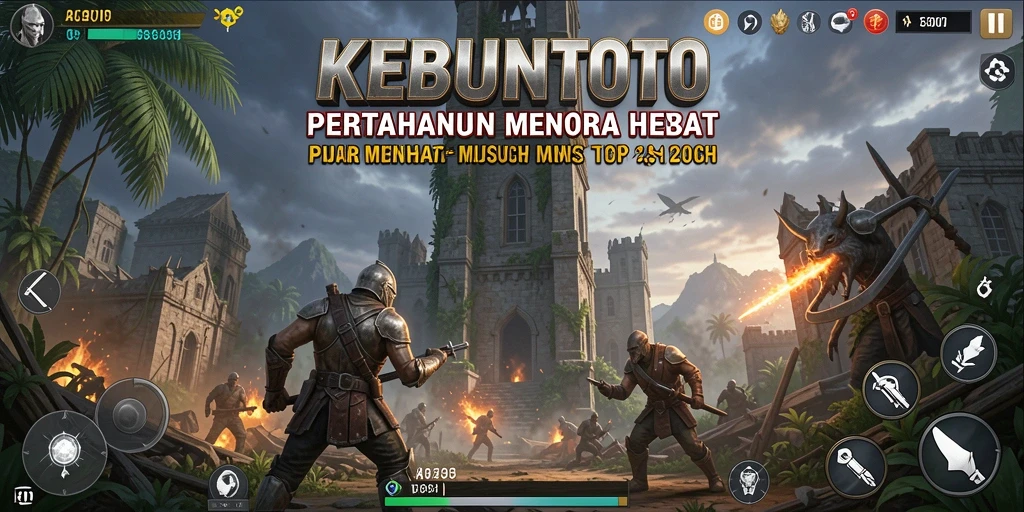Tangkapan layar KEBUNTOTO menampilkan aksi seru di medan perang.