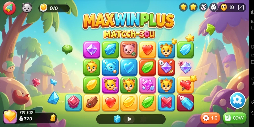 Screenshot gameplay MAXWINPLUS yang menunjukkan aksi mencocokkan item.